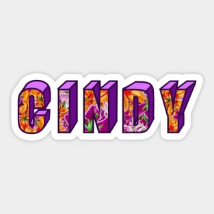 Top 10 best personalised gifts 2022  - Cindy personalised personalized custom name  floral - custom name with lily flower pattern on 3d block letters Sticker